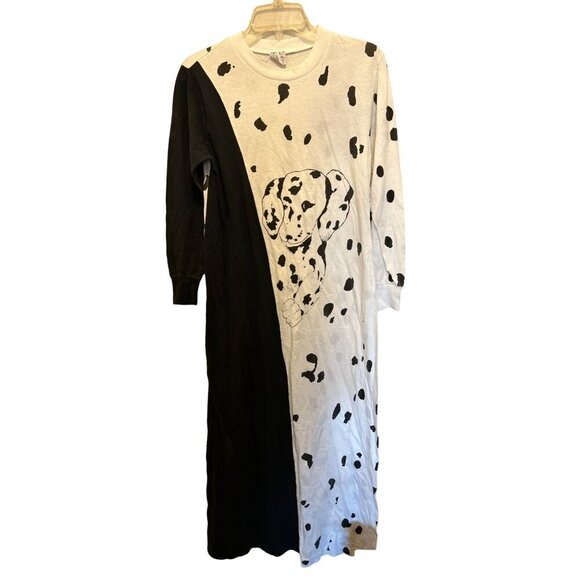 St. EVE Long Cotton White Black Long Dress Dalmatian Dog Size Med - Picture 1 of 5